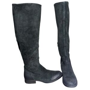 Born Black Distressed Suede Over The Knee Boots Side Zip Block Heel Size 9